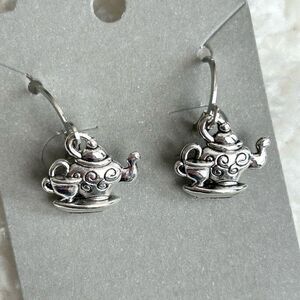 3/$15 Silver Dainty Teapot and Teacup Dangle Earrings